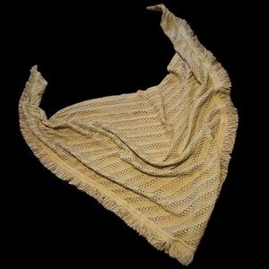 Vintage tan ribbed knit diamond  shaped Blanket Scarf